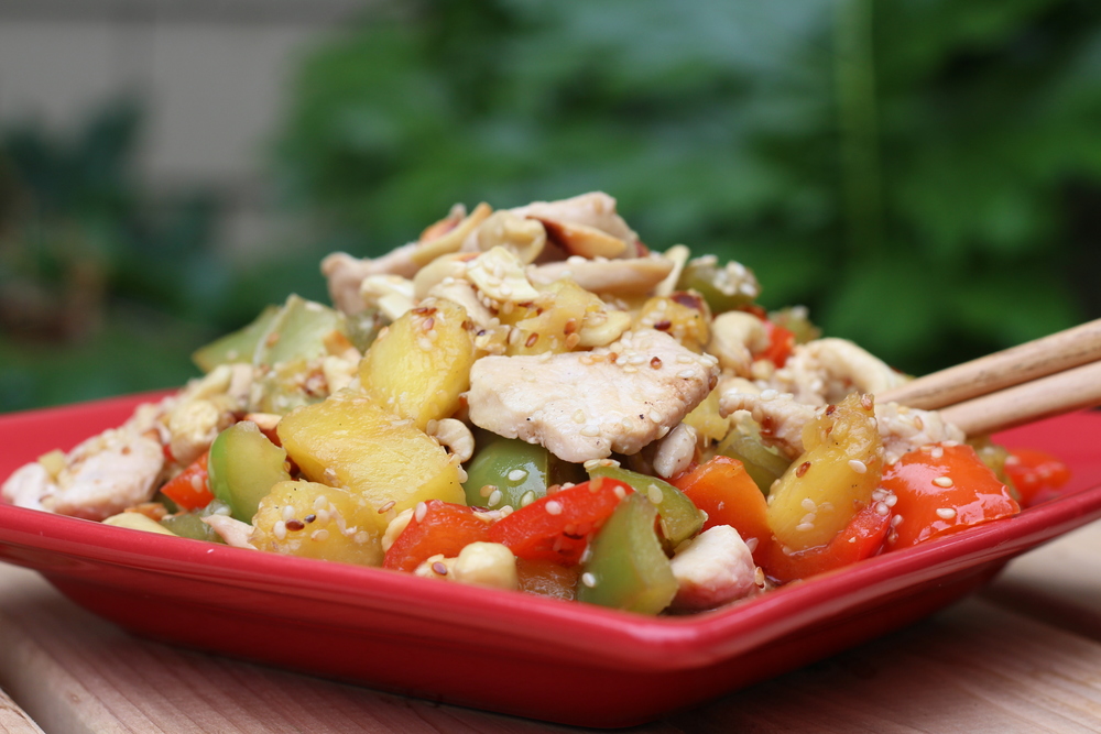 Cashew Chicken with Bell Peppers and Pineapple